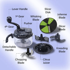Wonderchef Turbo Dual Speed Food Processor, Multi-purpose, High Speed, Chop Vegetables, Julienne, Whisk, Slice, Mince, K