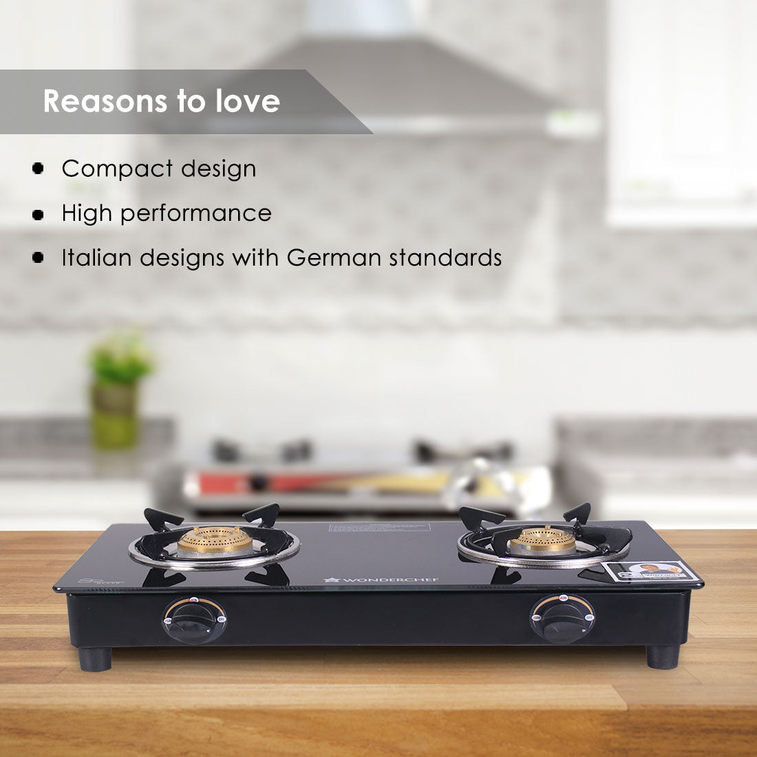 Wonderchef Ultima 2 Burner Manual Glass Gas Stove | 6mm Toughened Glass Gas Stove | Stainless Steel Drip Tray | Anti-Ski