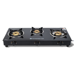 Wonderchef Ultima 3 Burner Manual Glass Gas Stove | 6mm Toughened Glass Gas Stove | Stainless Steel Drip tray | Anti-Ski
