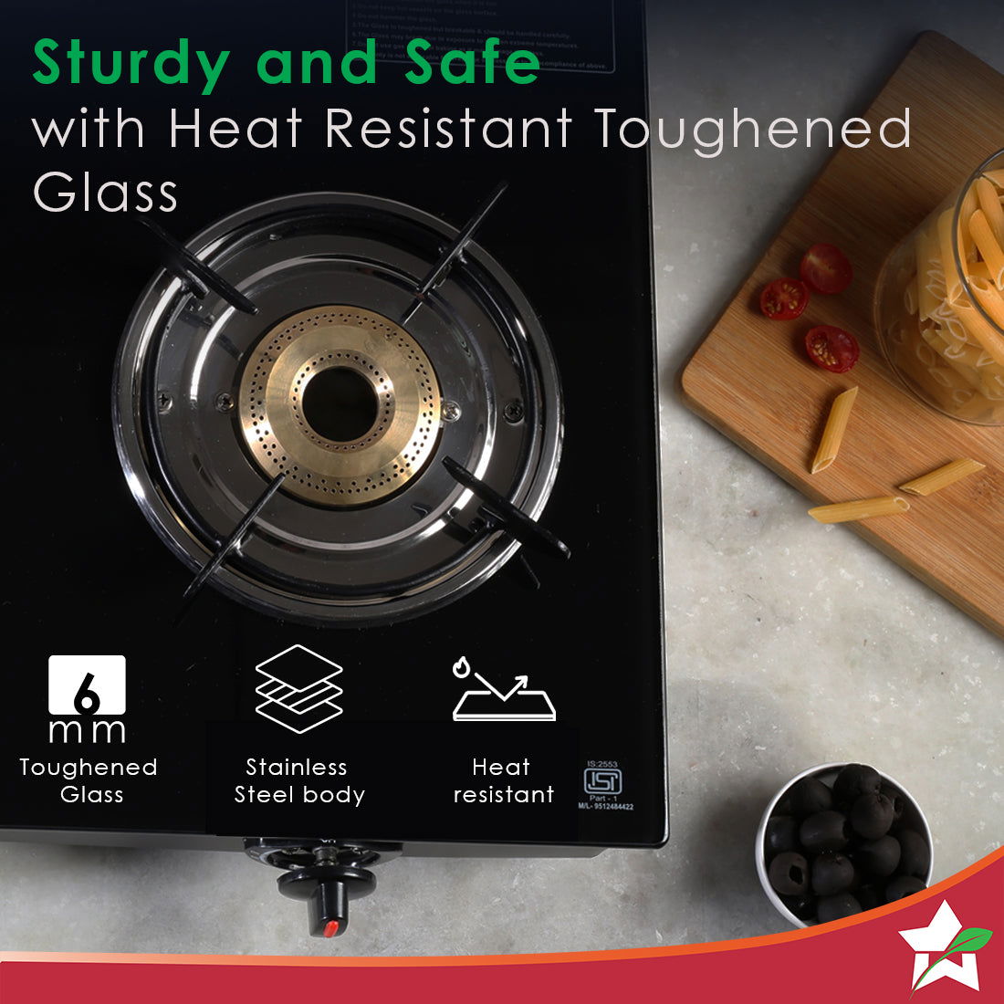 Wonderchef Ultima 3 Burner Manual Glass Gas Stove | 6mm Toughened Glass Gas Stove | Stainless Steel Drip tray | Anti-Ski