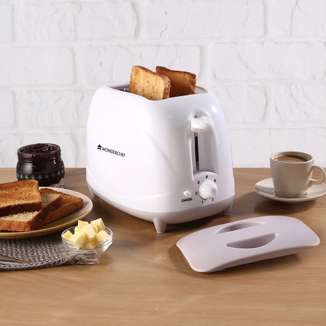 Wonderchef Ultima Pop-up Toaster with Lid Cover|700 Watt| 2 Bread Slice Automatic Pop-up Electric Toaster for Kitchen| 7- Level Browning Controls|Wide Bread Slots| Auto Shut Off|Mid Cycle Cancel Feature| Removable Crumb Tray| Easy to Clean| White-2