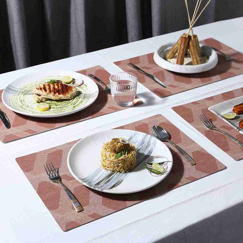 Wonderchef Valentina Reversible Damask & Geometric Placemat Set of 6