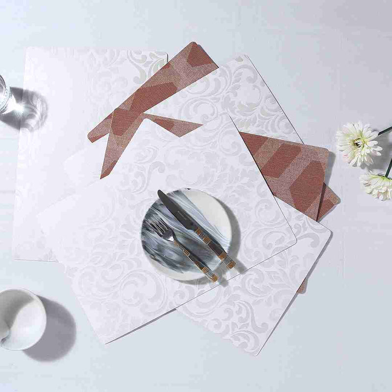 Wonderchef Valentina Reversible Damask & Geometric Placemat Set of 6