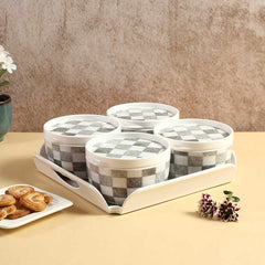 Wonderchef Venice Multipurpose Container & Tray - Grey Tiles (Set of 9)