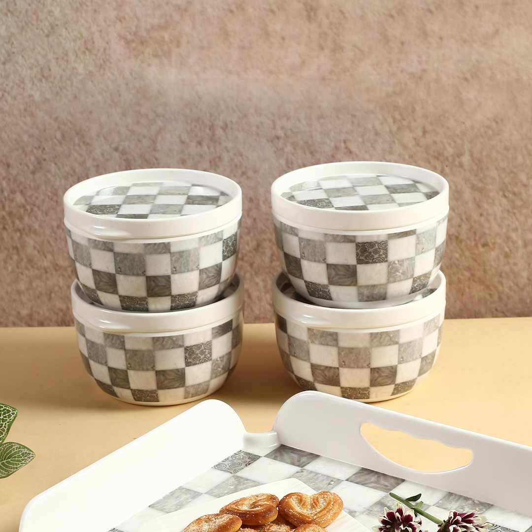 Wonderchef Venice Multipurpose Container & Tray - Grey Tiles (Set of 9)