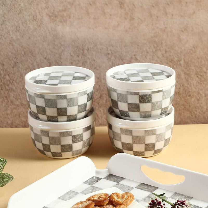 Wonderchef Venice Multipurpose Container & Tray - Grey Tiles (Set of 9)