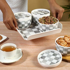 Wonderchef Venice Multipurpose Container & Tray - Grey Tiles (Set of 9)