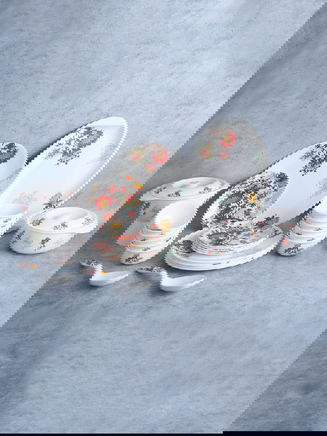 Venice Red Dinner Set of 31 Pcs | 100% Food Grade Melamine | Elegant | Break & Stain Resistant | Designer Dinnerware