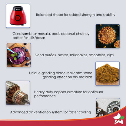 Vesper Mixer Grinder 600W - Red