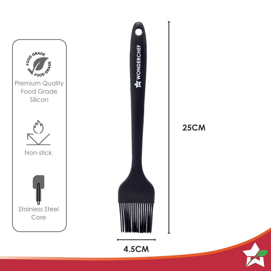 Wonderchef Waterstone Silicon Brush | Stainless Steel Core | High Holding Capacity for Sauces, Glazes, Butter, Oils, Mar