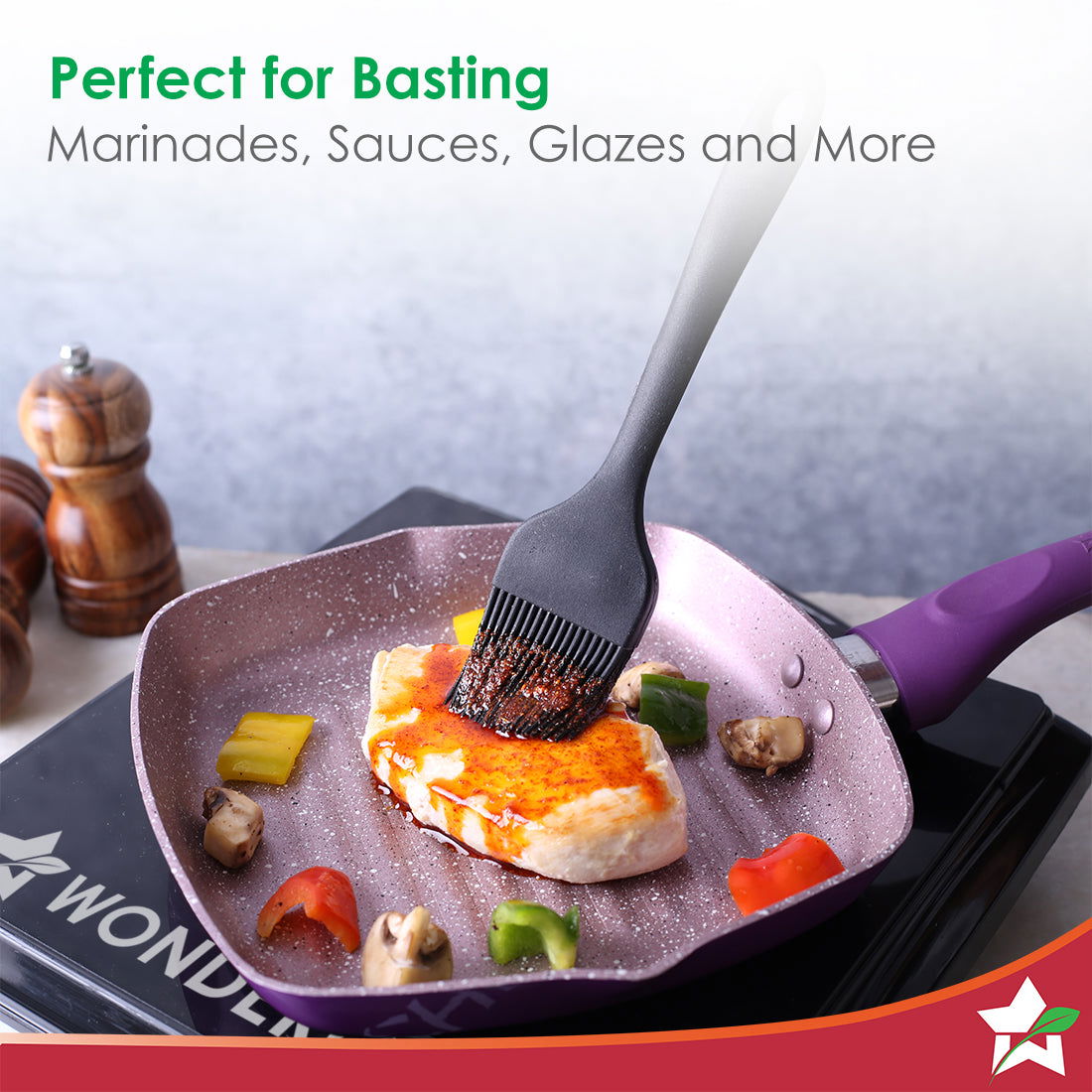 Wonderchef Waterstone Silicon Brush | Stainless Steel Core | High Holding Capacity for Sauces, Glazes, Butter, Oils, Mar