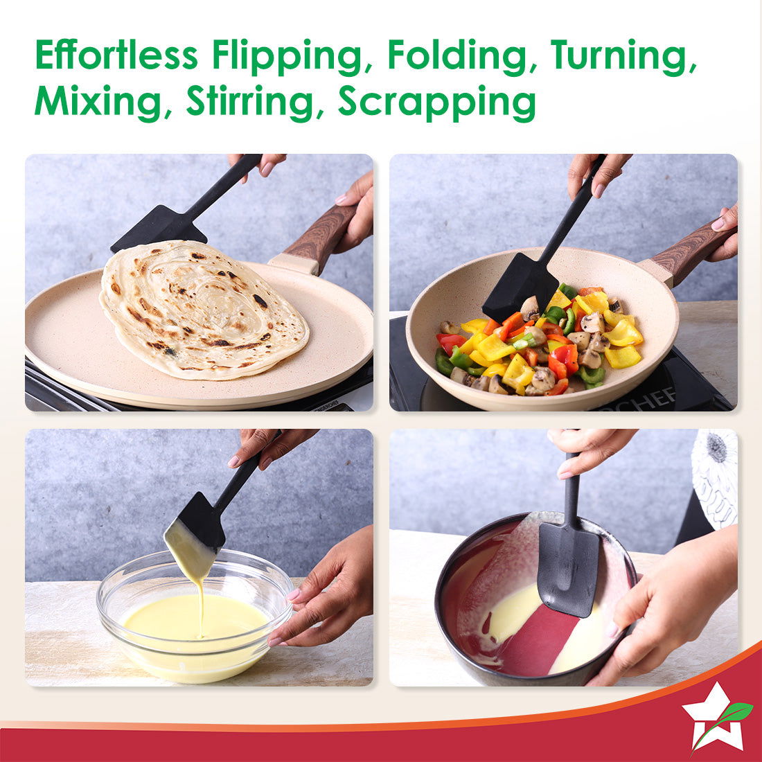 Wonderchef Waterstone Silicon Spatula | Stainless Steel Core | Food Grade Silicone | Unique Angle | Use for Flipping, Tu
