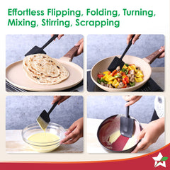 Wonderchef Waterstone Silicon Spatula | Stainless Steel Core | Food Grade Silicone | Unique Angle | Use for Flipping, Tu
