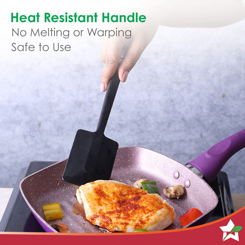 Wonderchef Waterstone Silicon Spatula | Stainless Steel Core | Food Grade Silicone | Unique Angle | Use for Flipping, Tu