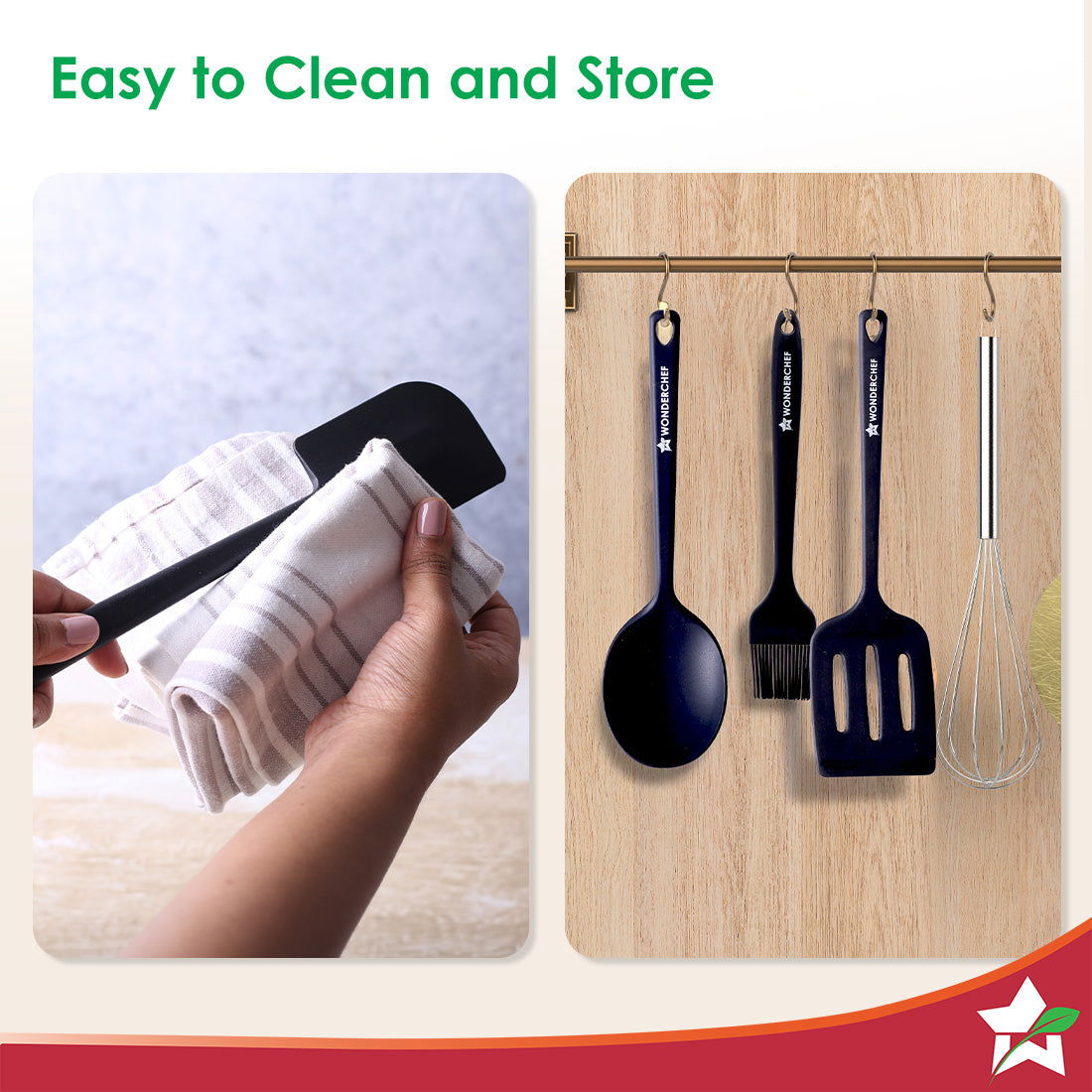 Wonderchef Waterstone Silicon Spatula | Stainless Steel Core | Food Grade Silicone | Unique Angle | Use for Flipping, Tu
