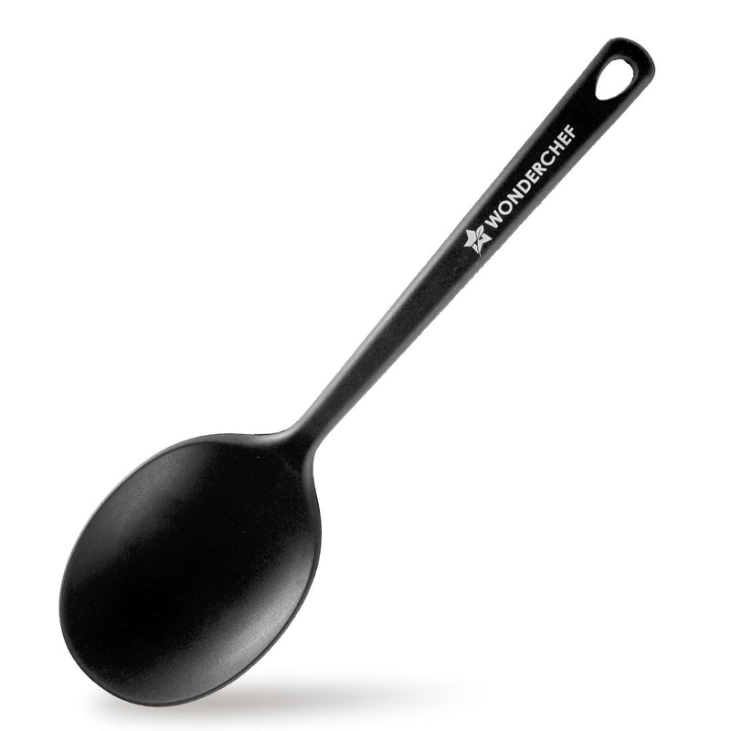 Wonderchef Waterstone Silicon Spoon | Stainless Steel Core | Food Grade Silicone | Ideal Depth | Use for Cooking and Ser