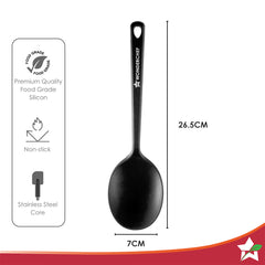 Wonderchef Waterstone Silicon Spoon | Stainless Steel Core | Food Grade Silicone | Ideal Depth | Use for Cooking and Ser