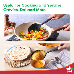 Wonderchef Waterstone Silicon Spoon | Stainless Steel Core | Food Grade Silicone | Ideal Depth | Use for Cooking and Ser