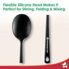 Wonderchef Waterstone Silicon Spoon | Stainless Steel Core | Food Grade Silicone | Ideal Depth | Use for Cooking and Ser
