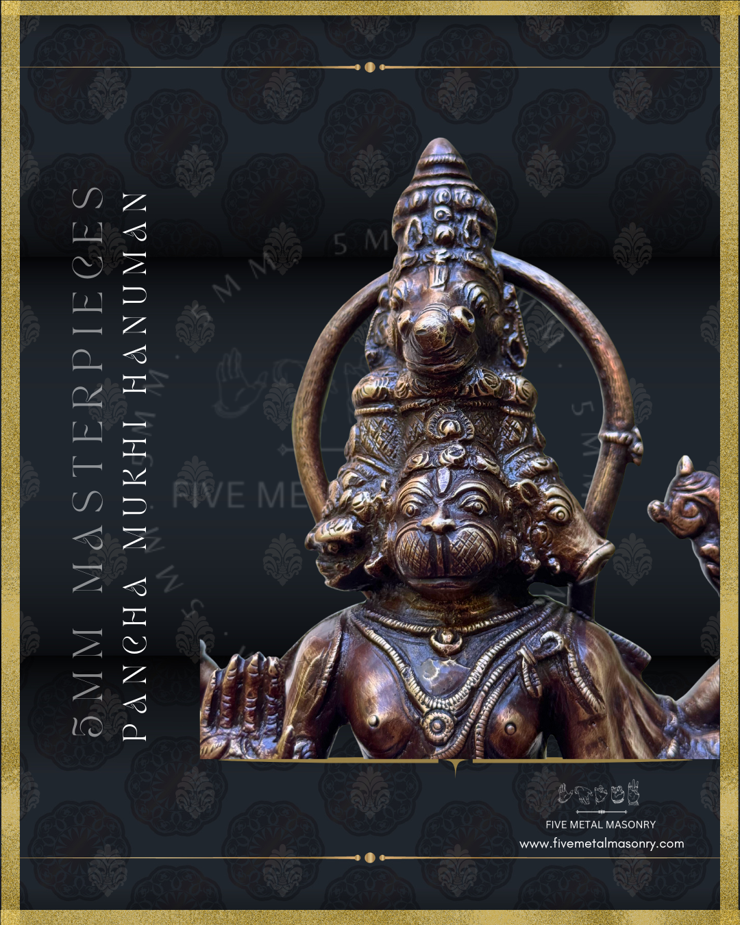 Pancha Mukhi Hanuman Panchaloha Bronze Icon - 12"-  Masterpieces Collection