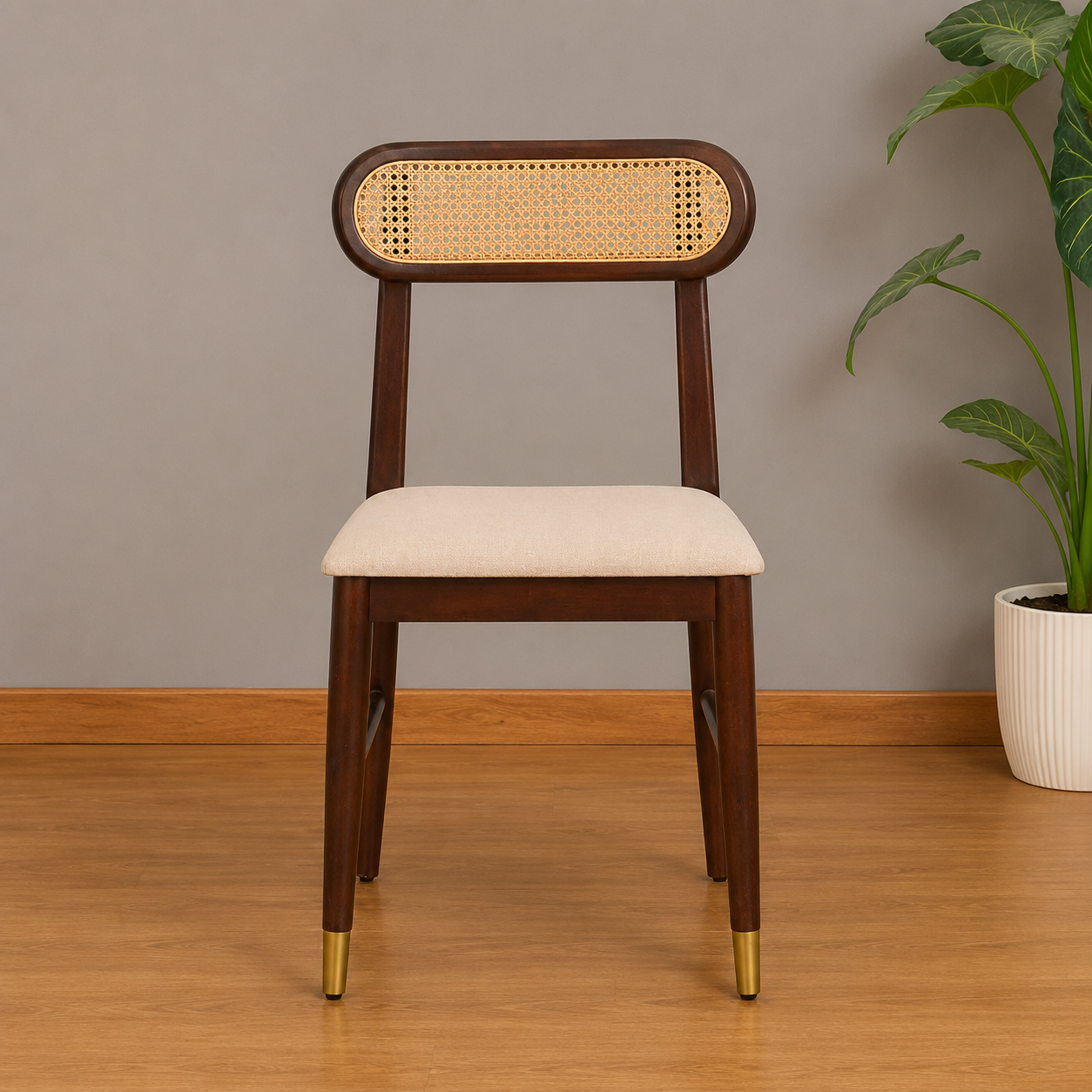 Ashton Solid Wood Rattan Cane Chair Set Of 2