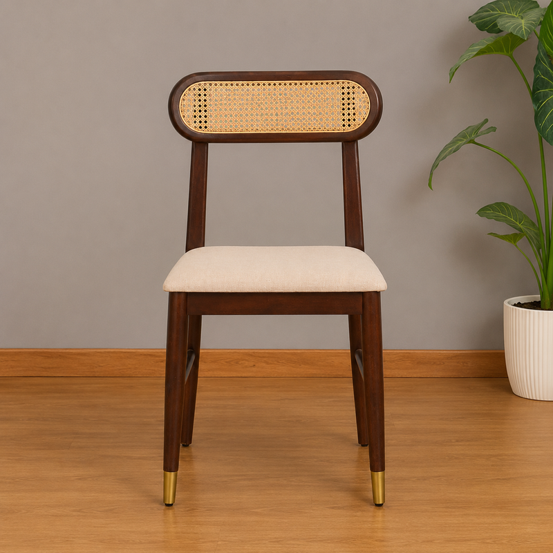 Ashton Solid Wood Rattan Cane Chair Set Of 2