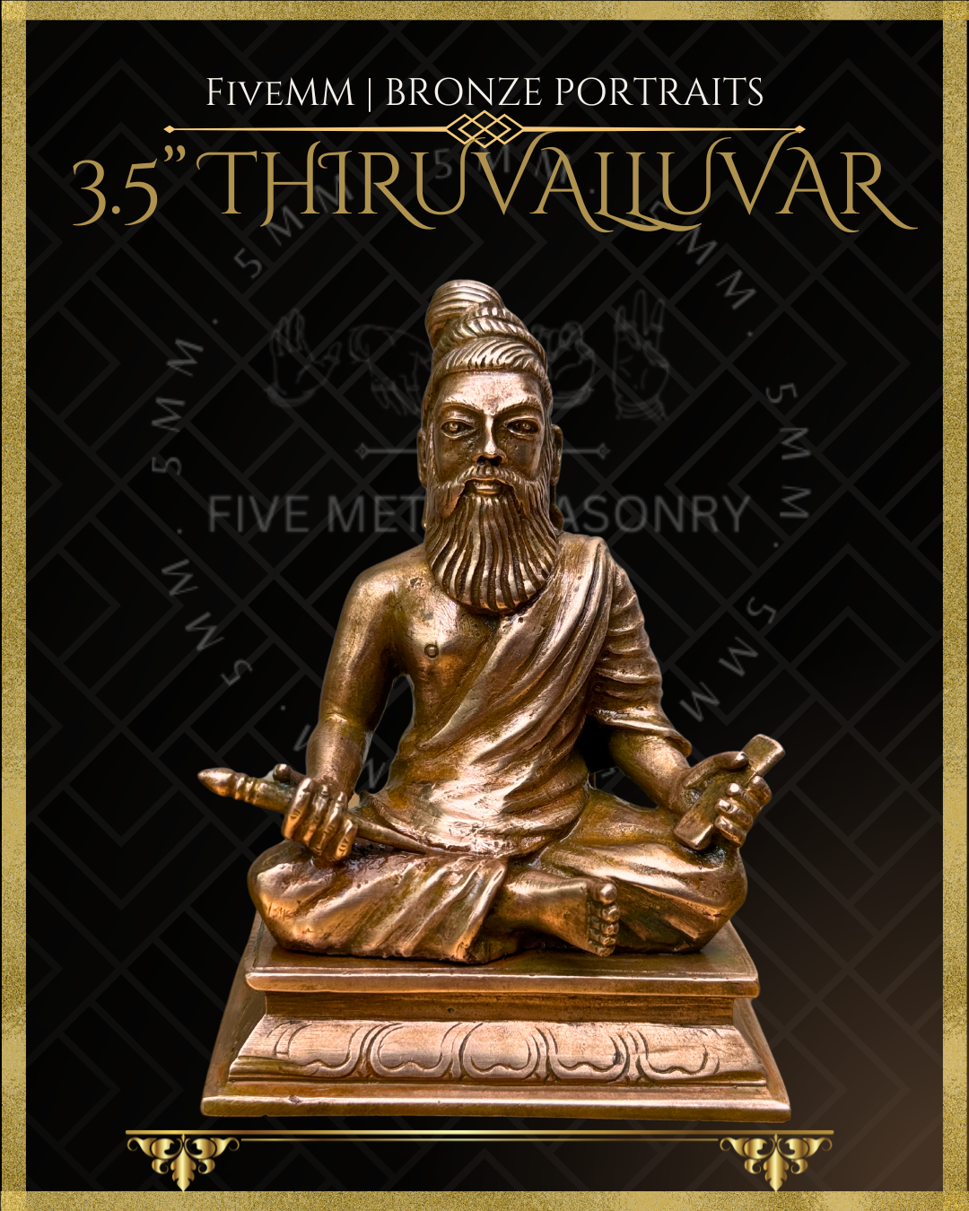 Thiruvalluvar- Tamil Poet and Sage - Panchaloha Bronze Icon -3.5" - Antique finish