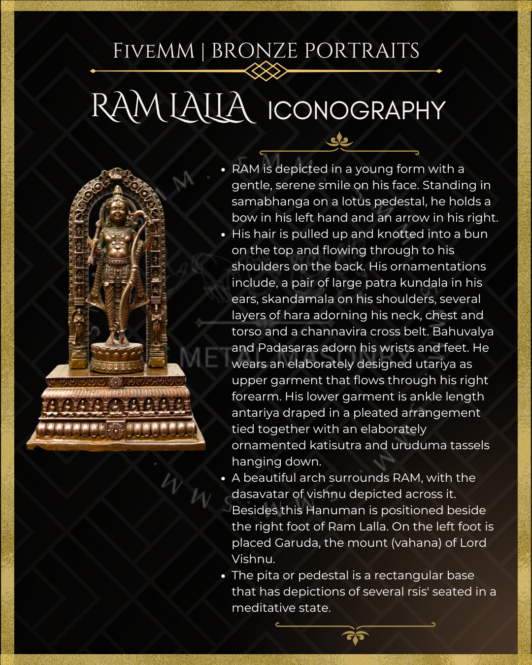 Ayodhya Ramlalla Panchaloha Bronze Icon - 6" with arch