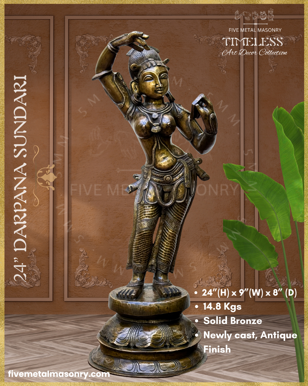 Darpana Sundari  Panchaloha Bronze Icon - 24"- Timeless Collection