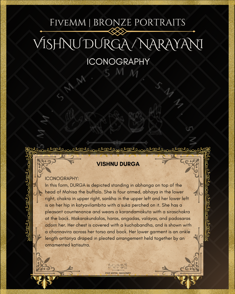 Vishnu Durga/Narayani Panchaloha Bronze Icon - 4.5"