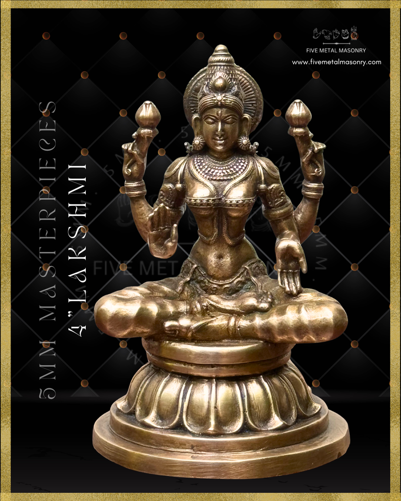 Lakshmi Panchaloha Bronze Icon - 4"-  Masterpieces Collection