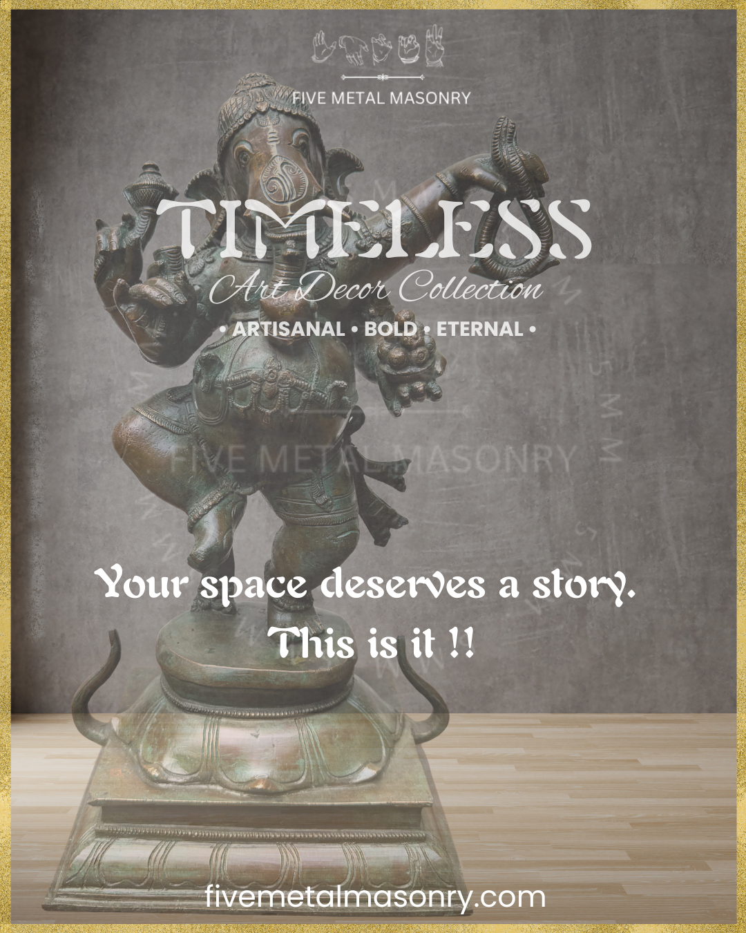 Dancing (Nrtta) Ganesha - Panchaloha Bronze Icon - 14"- Timeless Collection