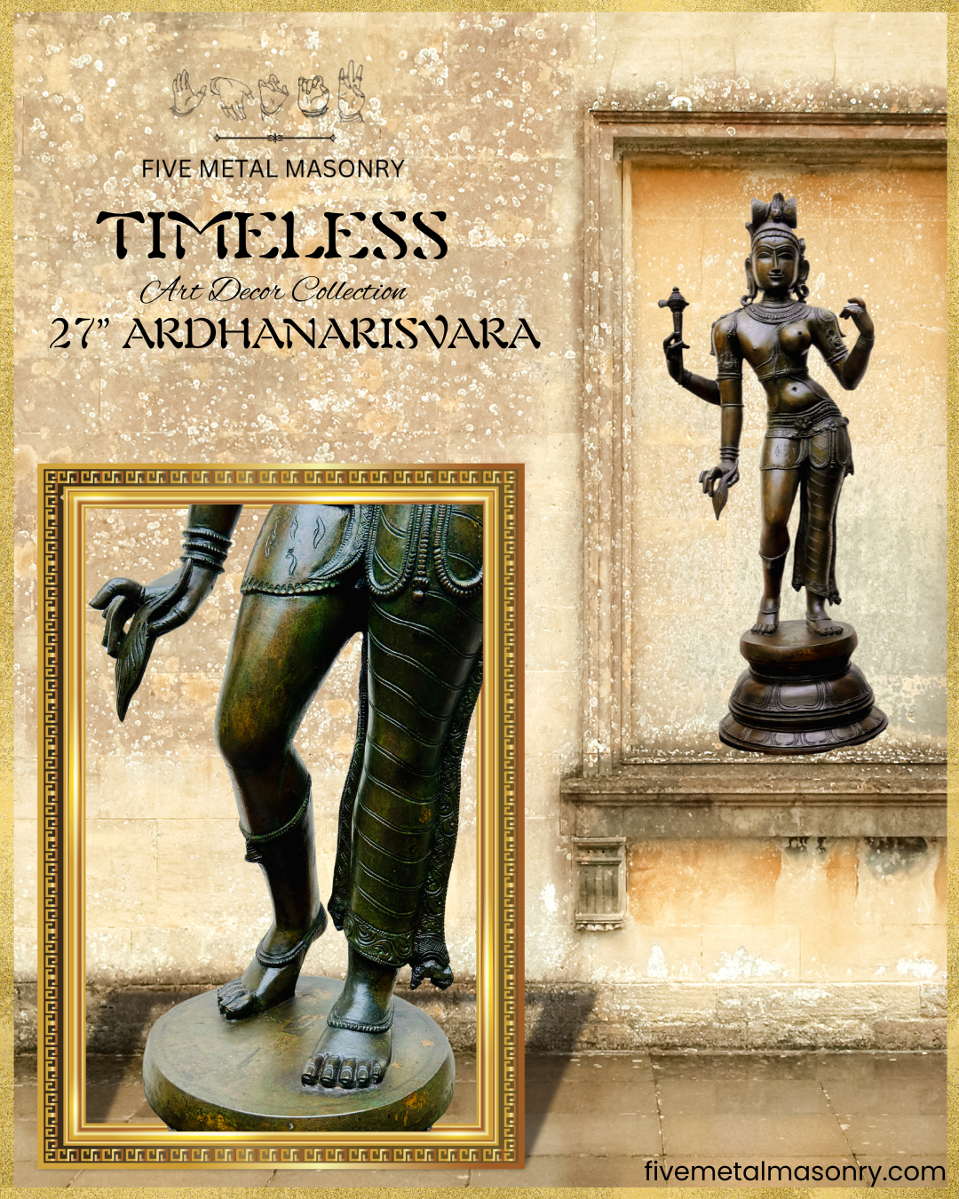 Ardhanarisvara Shiva Panchaloha Bronze Icon - 27" - Timeless Collection