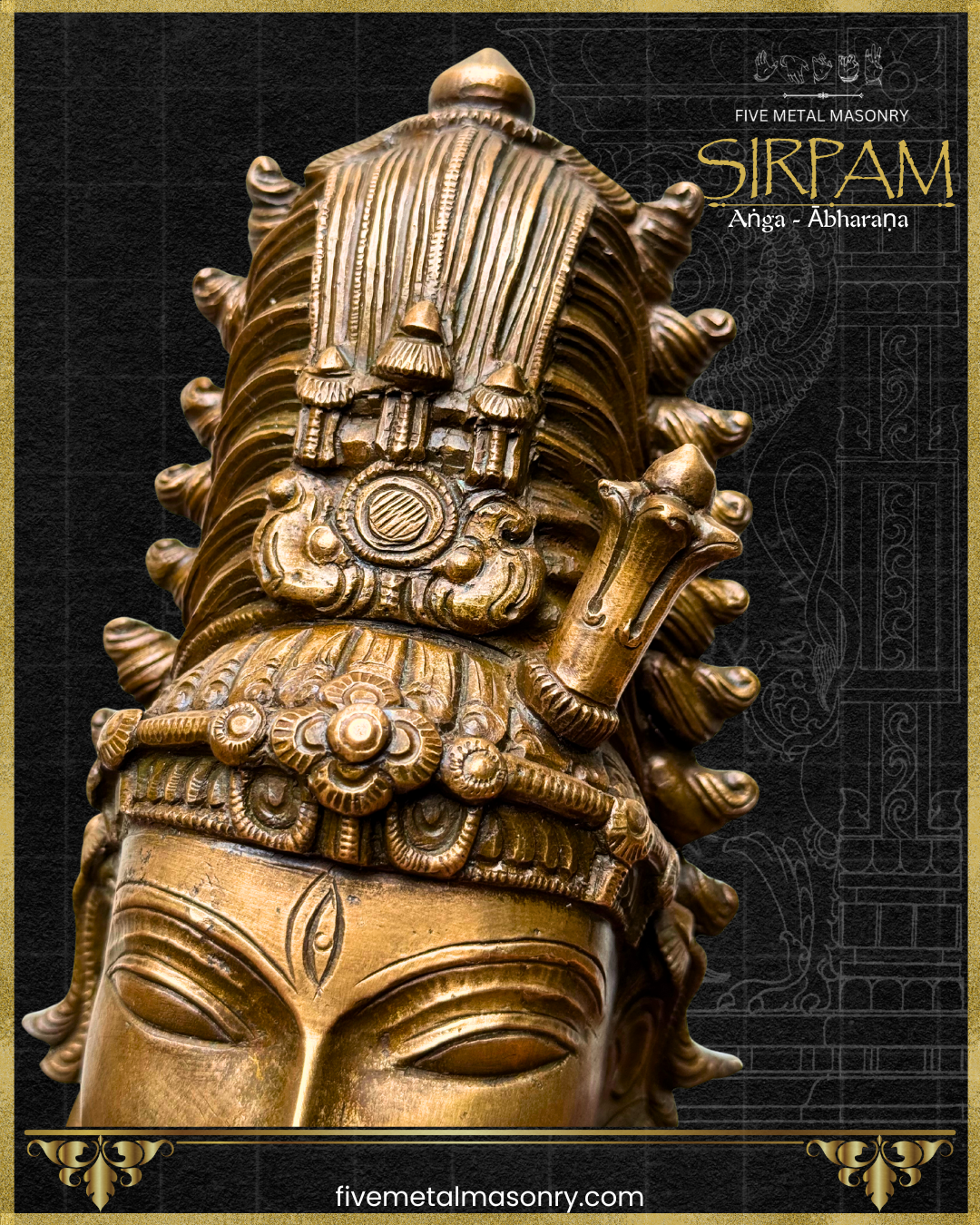 Shiva’s Bust Panchaloha Bronze Icon - 12"- Sirpam Collection | Made to Order