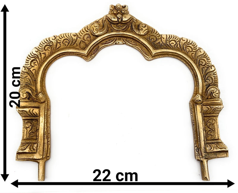 Bhunes Brass Prabhavali Frame Arch Wall Hanging – Traditional Prabhawali for Home Temple, Deity Backdrop & Pooja Decor, Gold, 8 Inch, 1 Piece