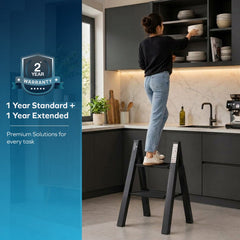 Corvids 2-Steps Premium Folding Step Stool with 2 Year Warranty (Black)-7