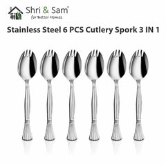 Stainless Steel 6 PCS Cutlery Spork 3 IN 1