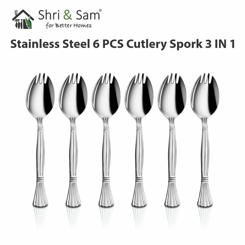 Stainless Steel 6 PCS Cutlery Spork 3 IN 1