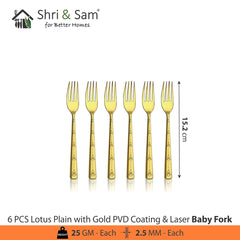 Stainless Steel Cutlery with Gold PVD Coating & Laser Lotus Plain