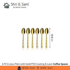 Stainless Steel Cutlery with Gold PVD Coating & Laser Lotus Plain