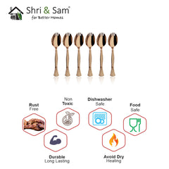 Stainless Steel 6 PCS Cutlery with Rose Gold PVD Coating Spork 3 IN 1