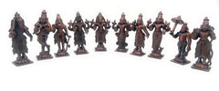 Bhunes Copper Das Avatar Dashavatara Dasavatharam Of Lord Vishnu Statues Ten Incarnations Avatars Idol Murti Home Puja Temple,Brown, 3.5 Inch, 1 Piece