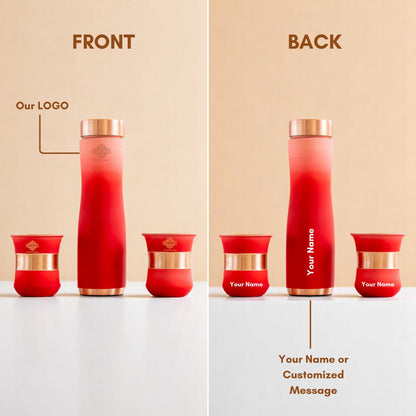 Personalized Copper Ombre Bottle & Glass Gift Set – Silk Finish