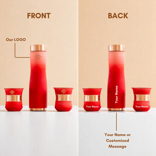 Personalized Copper Ombre Bottle & Glass Gift Set – Silk Finish