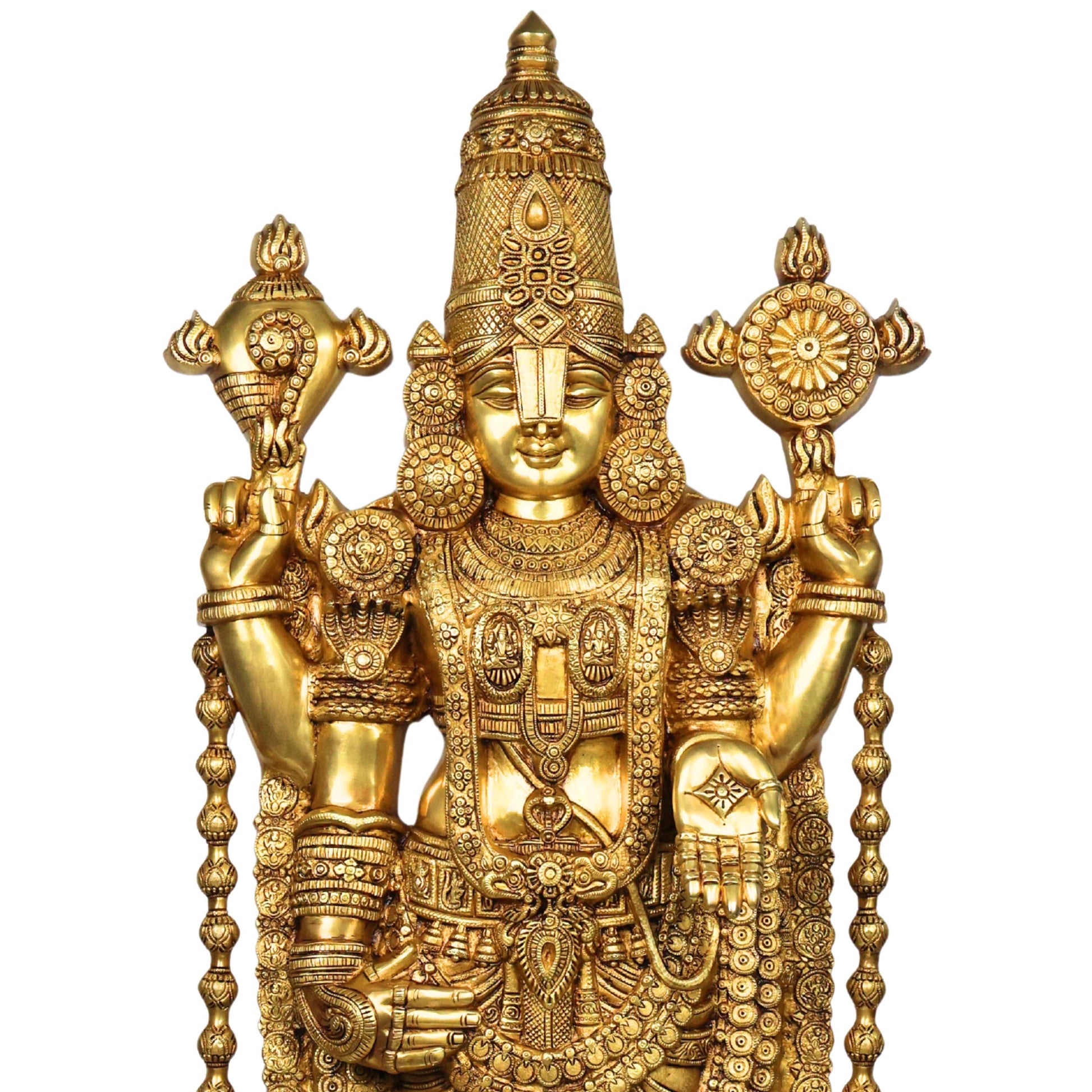 Brass Venkateswara Balaji Srinivasa Govinda Tirupati Perumal Idol Statue for Temple Home Decor Pooja 120cm, Gold, 47 Inch, 4ft,  1 Piece