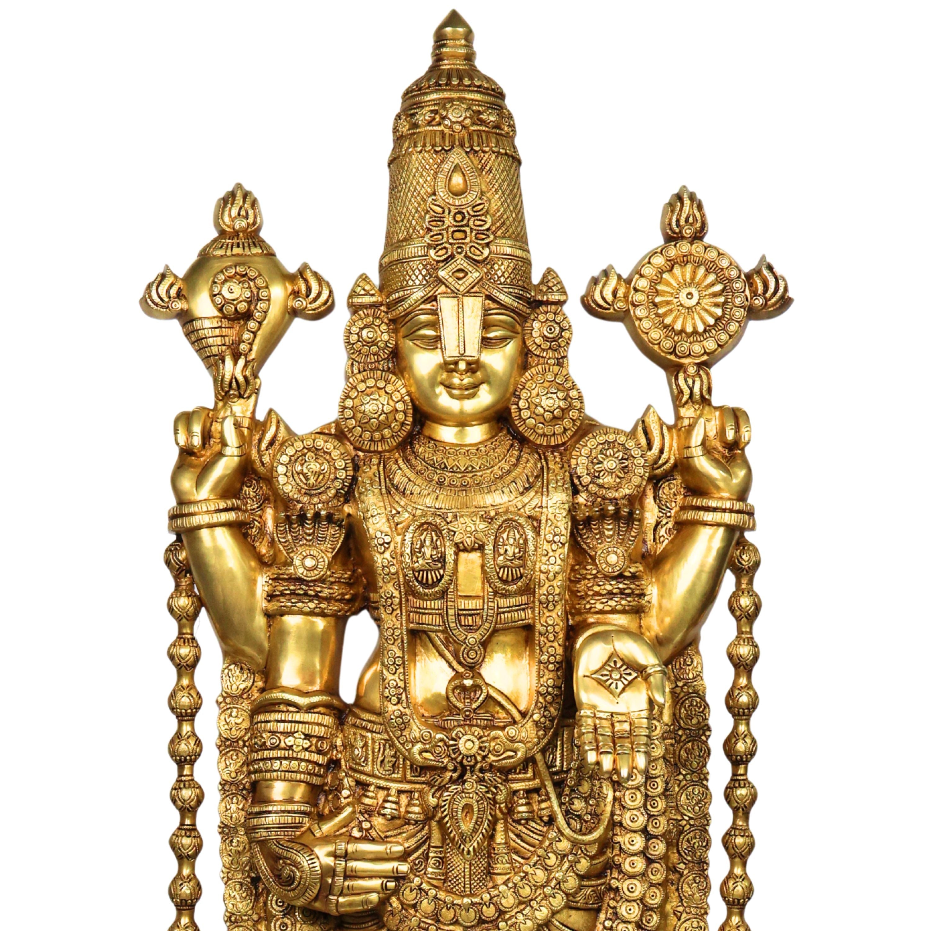 Brass Venkateswara Balaji Srinivasa Govinda Tirupati Perumal Idol Statue for Temple Home Decor Pooja 120cm, Gold, 47 Inch, 4ft,  1 Piece