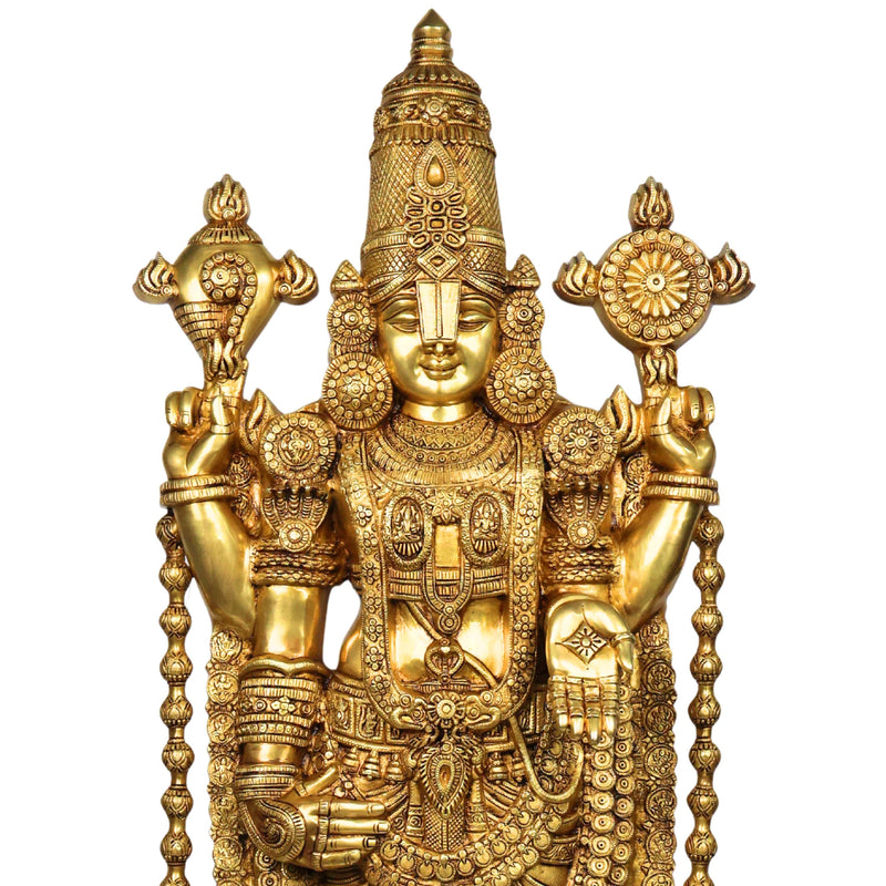 Brass Venkateswara Balaji Srinivasa Govinda Tirupati Perumal Idol Statue for Temple Home Decor Pooja 120cm, Gold, 47 Inch, 4ft,  1 Piece
