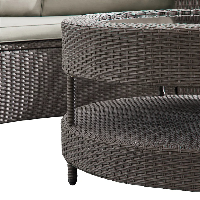 Vimi Outdoor Patio Sofa Set 6 seater and 1 Center Table (Dark brown)