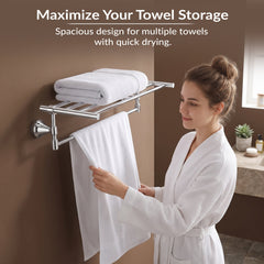Plantex 304 Grade Stainless Steel Towel Rack for Bathroom/Towel Stand/Hanger/Bathroom Accessories - Niko (18 Inch-Chrome)-6