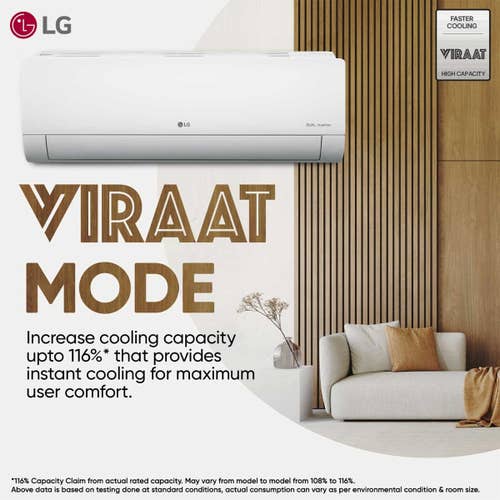 LG 1.5 Ton 5 Star AI DUAL Inverter Split AC | Copper | AI Convertible 6 in 1 | VIRAAT Mode | Faster Cooling | Energy Saving | 4 Way Swing | HD Filter with Anti Virus Protection (USNQ19PNZE3.AMLG, White)